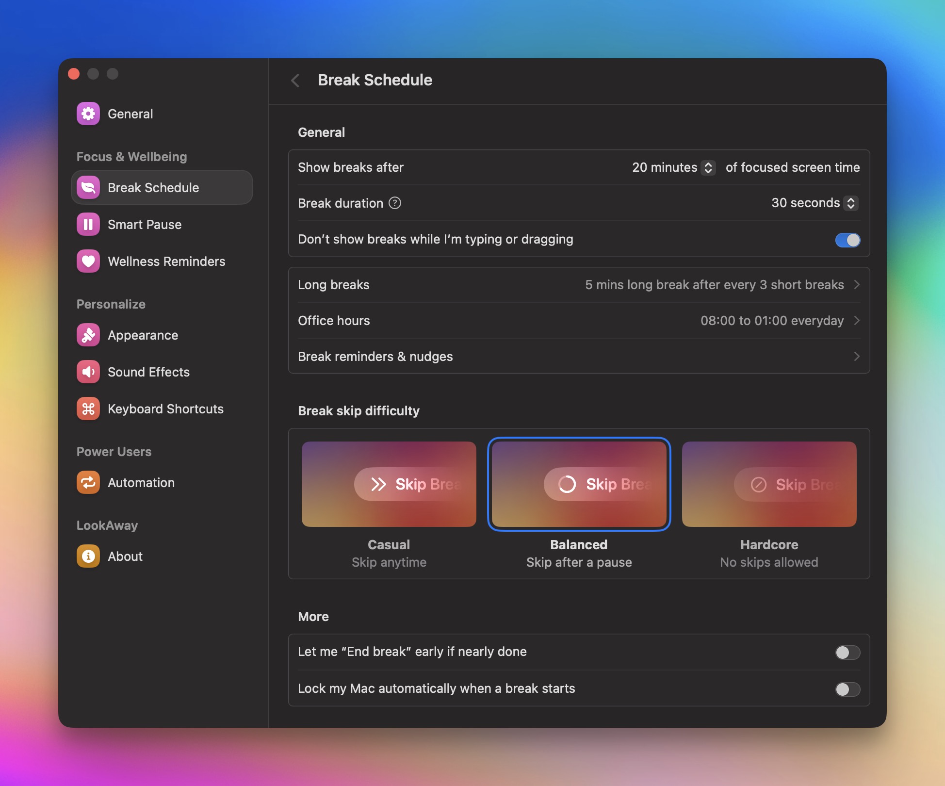 New settings page